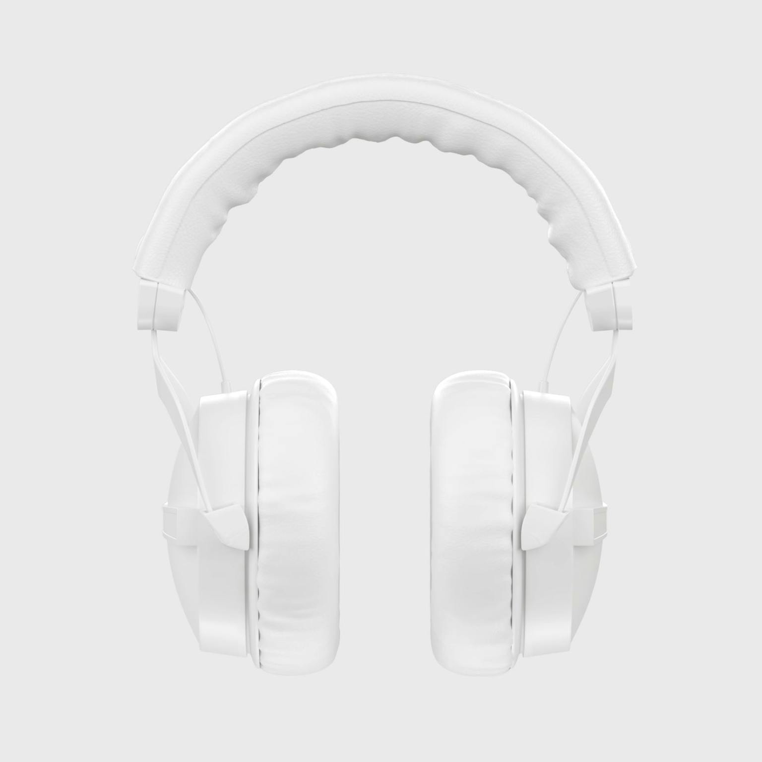 A pair of white over-ear headphones